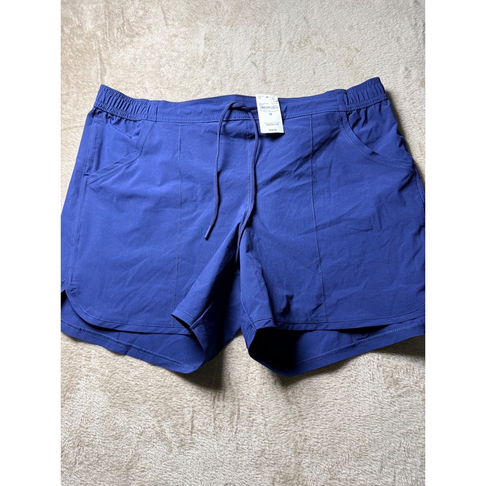 Lands End Womens Blue Everyday Active Shorts Plus Size 16 NWT Drawstring Stretch